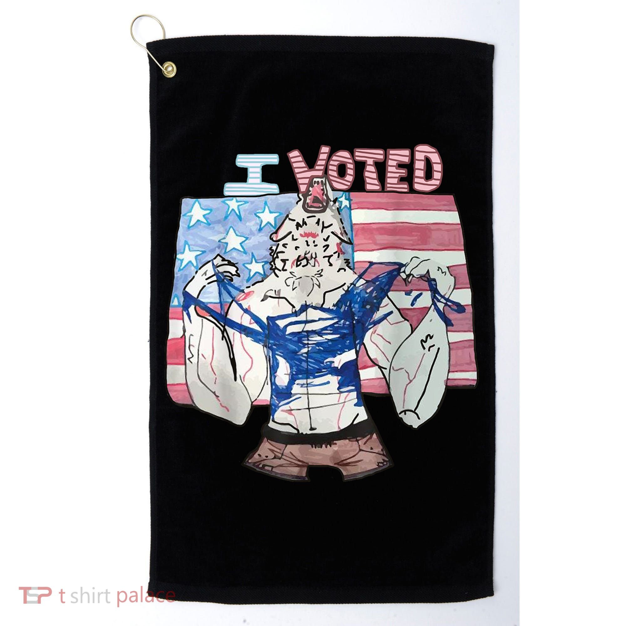 I Voted Werewolf Funny Golf Towel