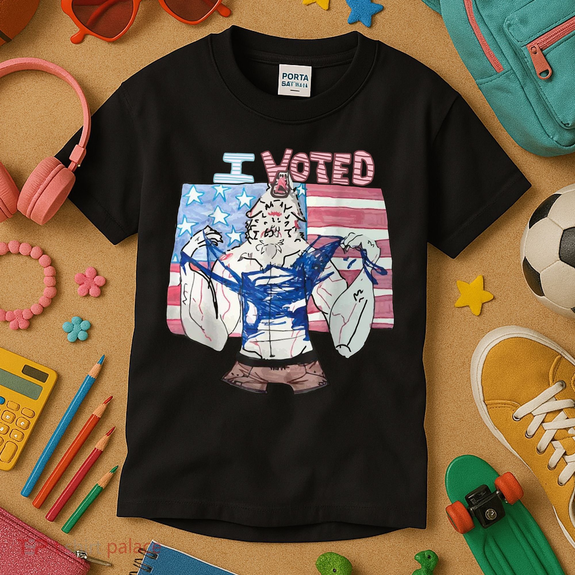 I Voted Werewolf Funny Kids T-Shirt