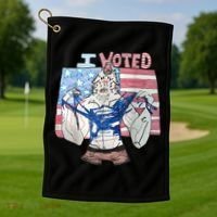 I Voted Werewolf Funny Golf Towel thumb 1