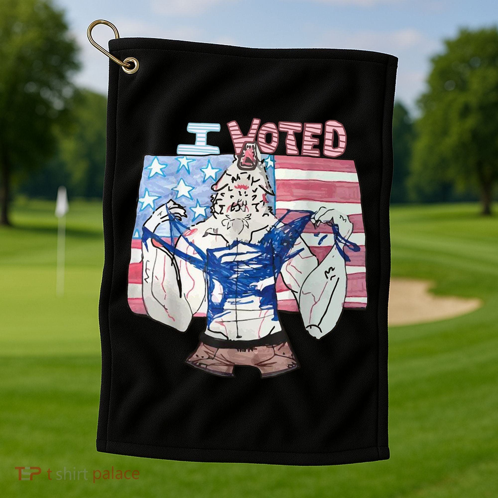 I Voted Werewolf Funny Golf Towel