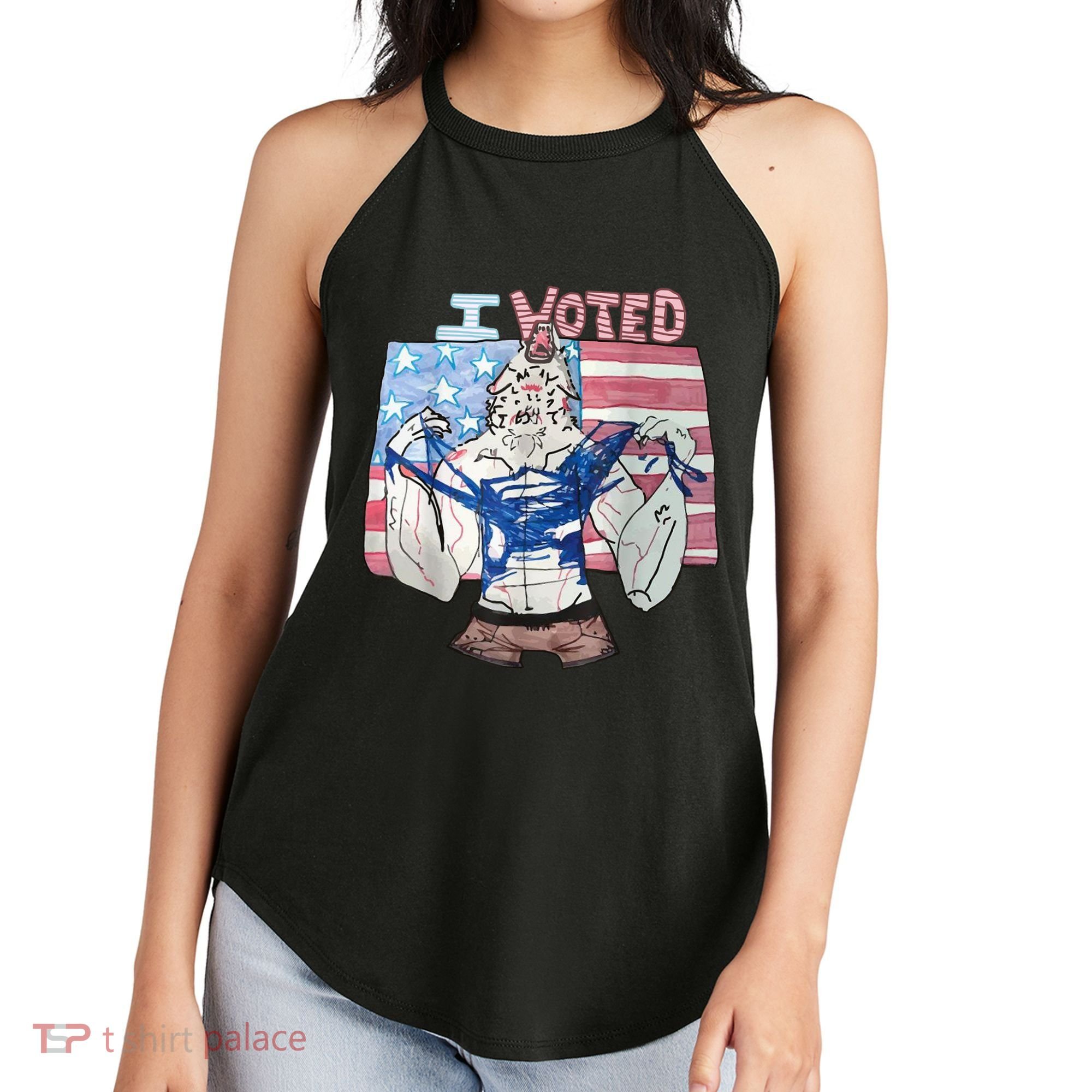 I Voted Werewolf Funny Women's Perfect Tri Rocker Tank