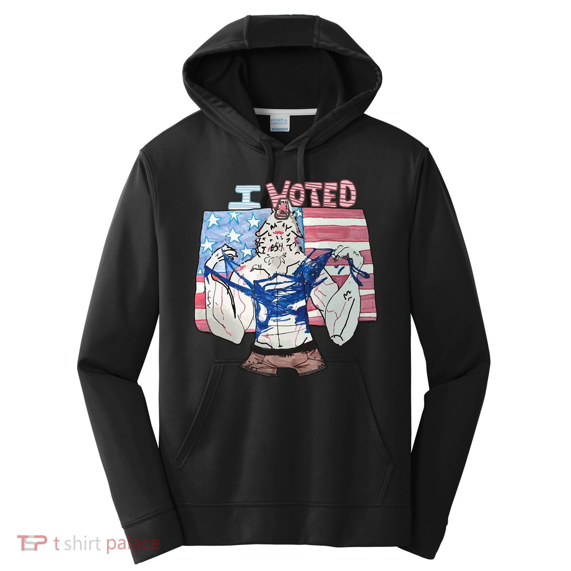 I Voted Werewolf Funny Performance Fleece Hoodie