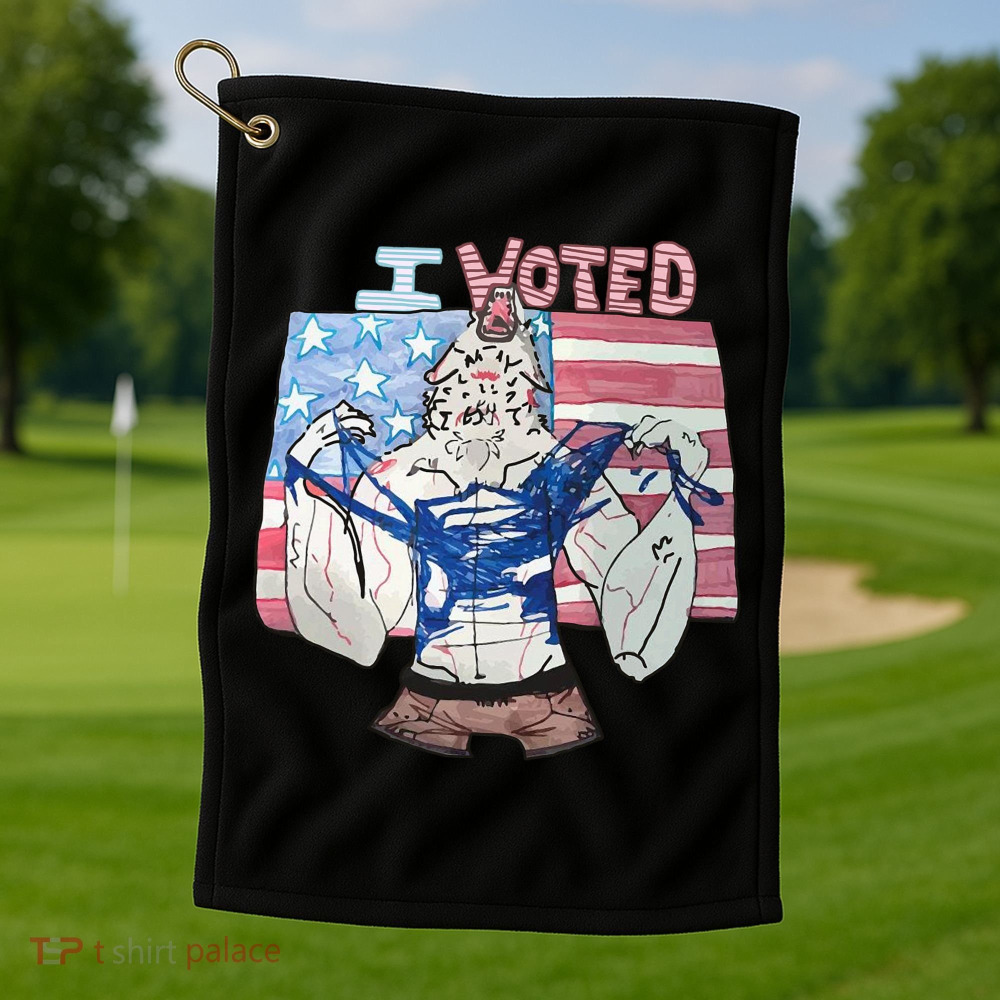 I Voted Werewolf Funny Golf Towel