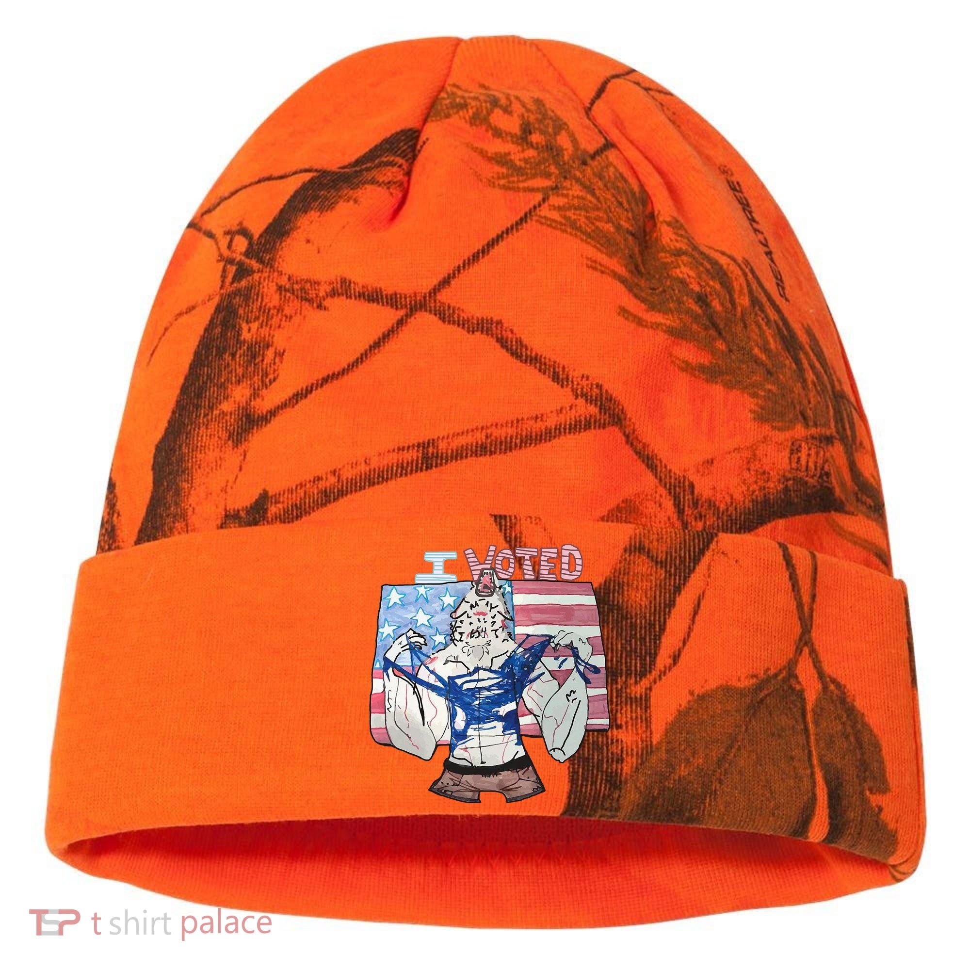 I Voted Werewolf Funny Kati Licensed 12" Camo Cuffed Beanie