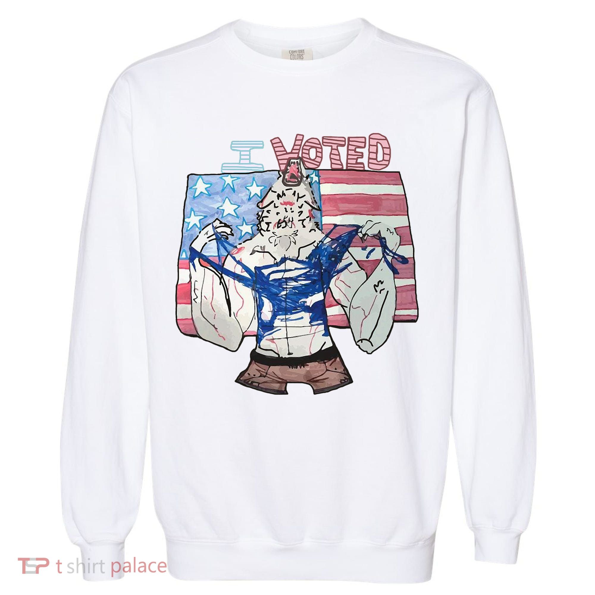 I Voted Werewolf Funny Garment-Dyed Sweatshirt