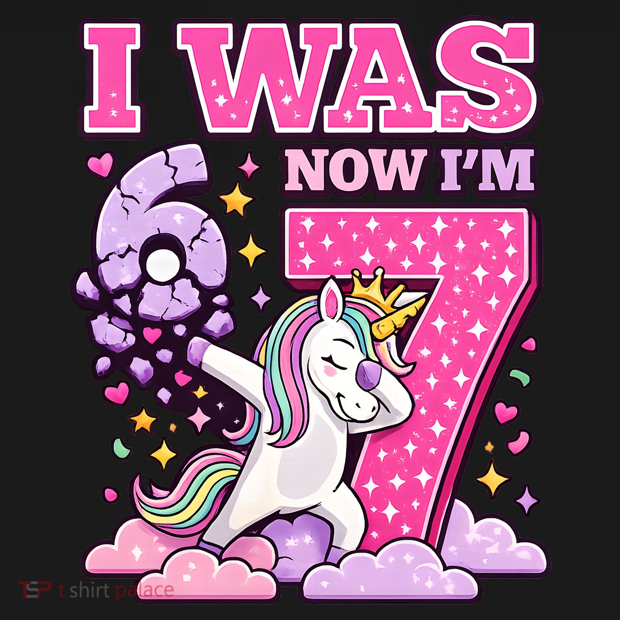 I Was 6 Now I'm 7 Unicorn Girl 67 Birthday  T-Shirt