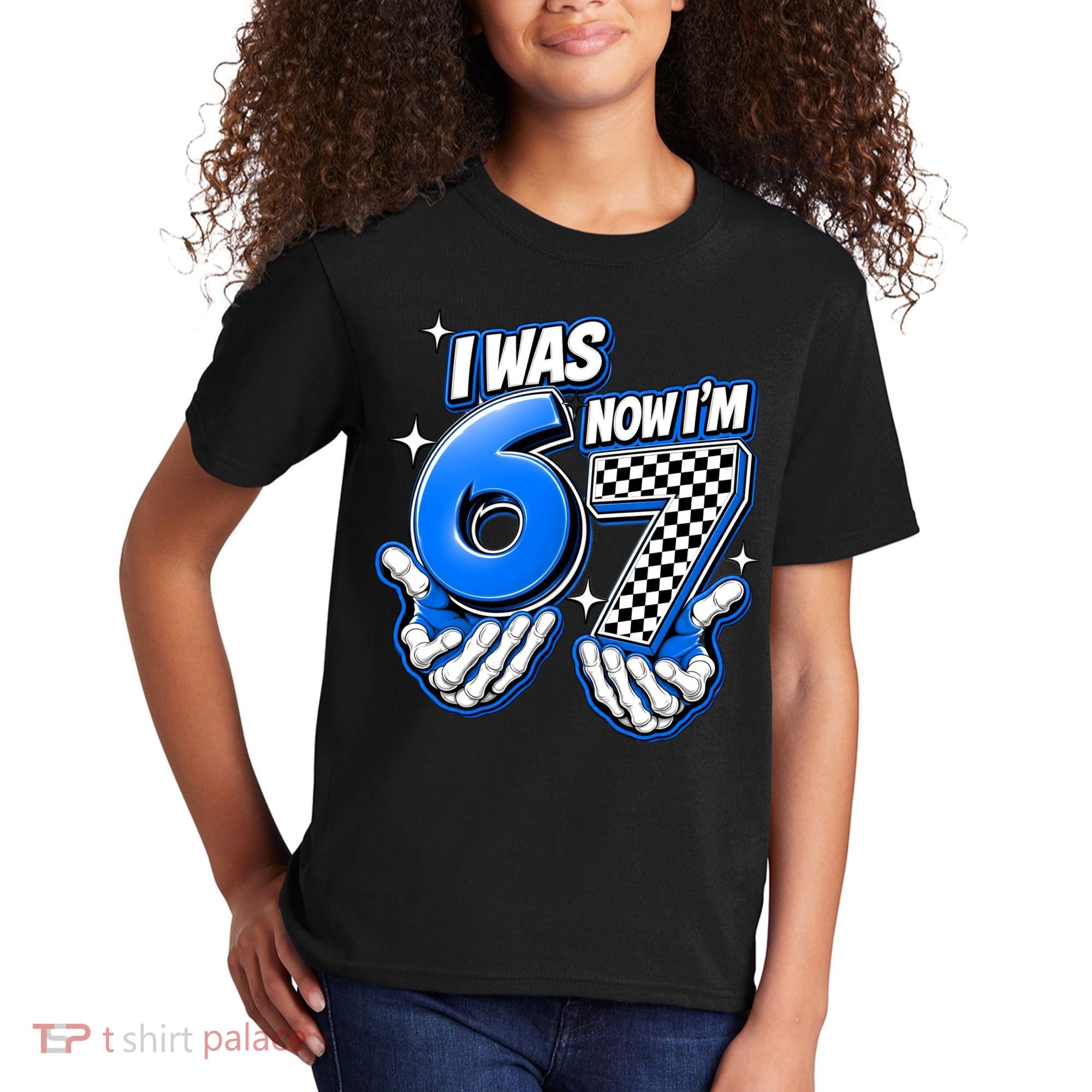 I Was 6 Now Im 7 Birthday 67 7th Birthday Kids T-Shirt