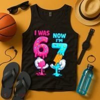 I Was 6 Now I'm 7 Year Old Birthday Six Seven Meme 67 Tank Top thumb 4