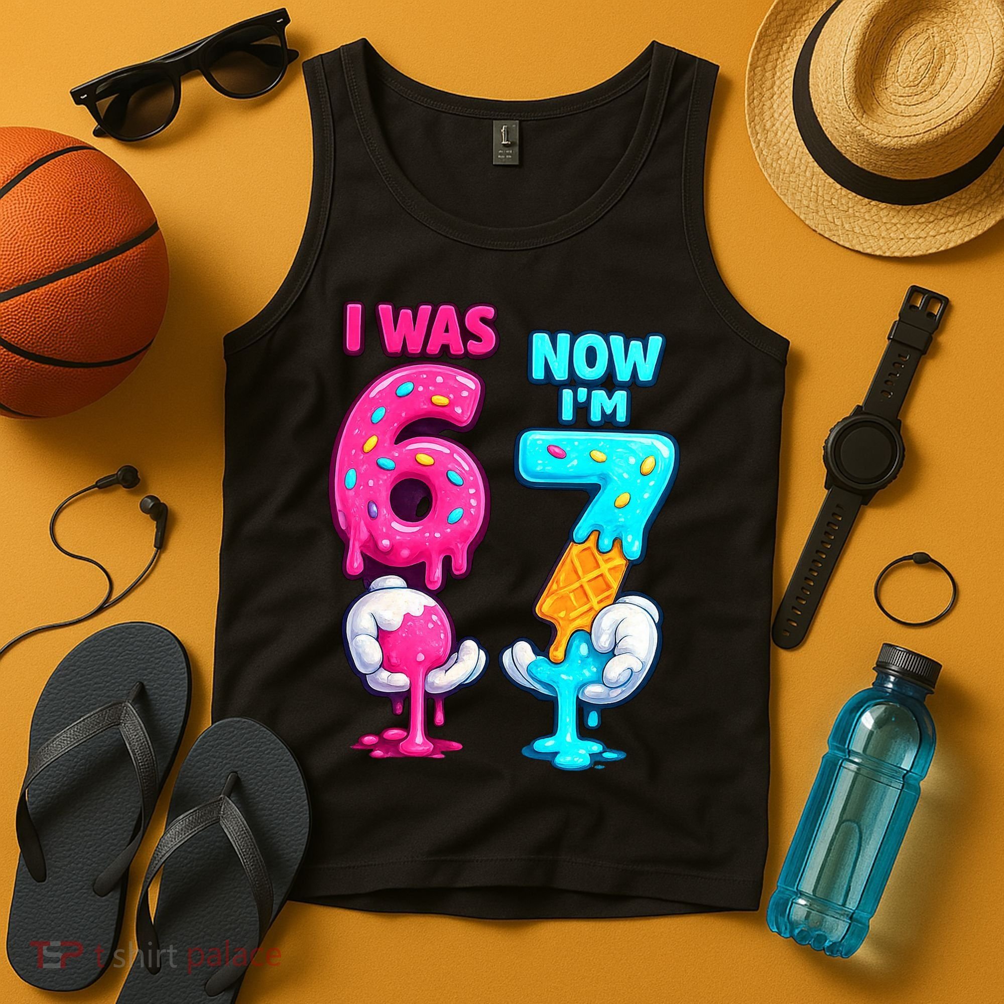 I Was 6 Now I'm 7 Year Old Birthday Six Seven Meme 67 Tank Top
