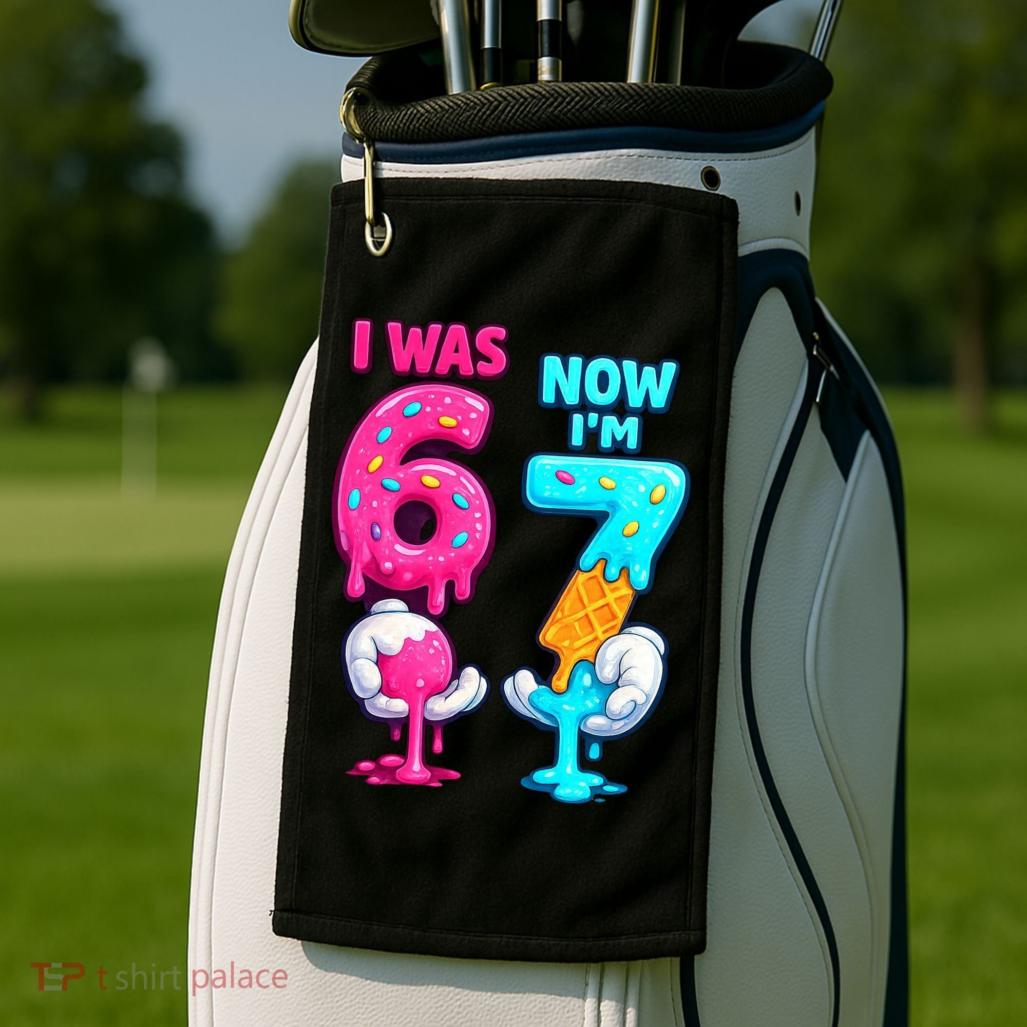 I Was 6 Now I'm 7 Year Old Birthday Six Seven Meme 67 Golf Towel