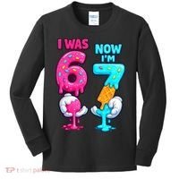 I Was 6 Now I'm 7 Year Old Birthday Six Seven Meme 67 Kids Long Sleeve Shirt thumb 0