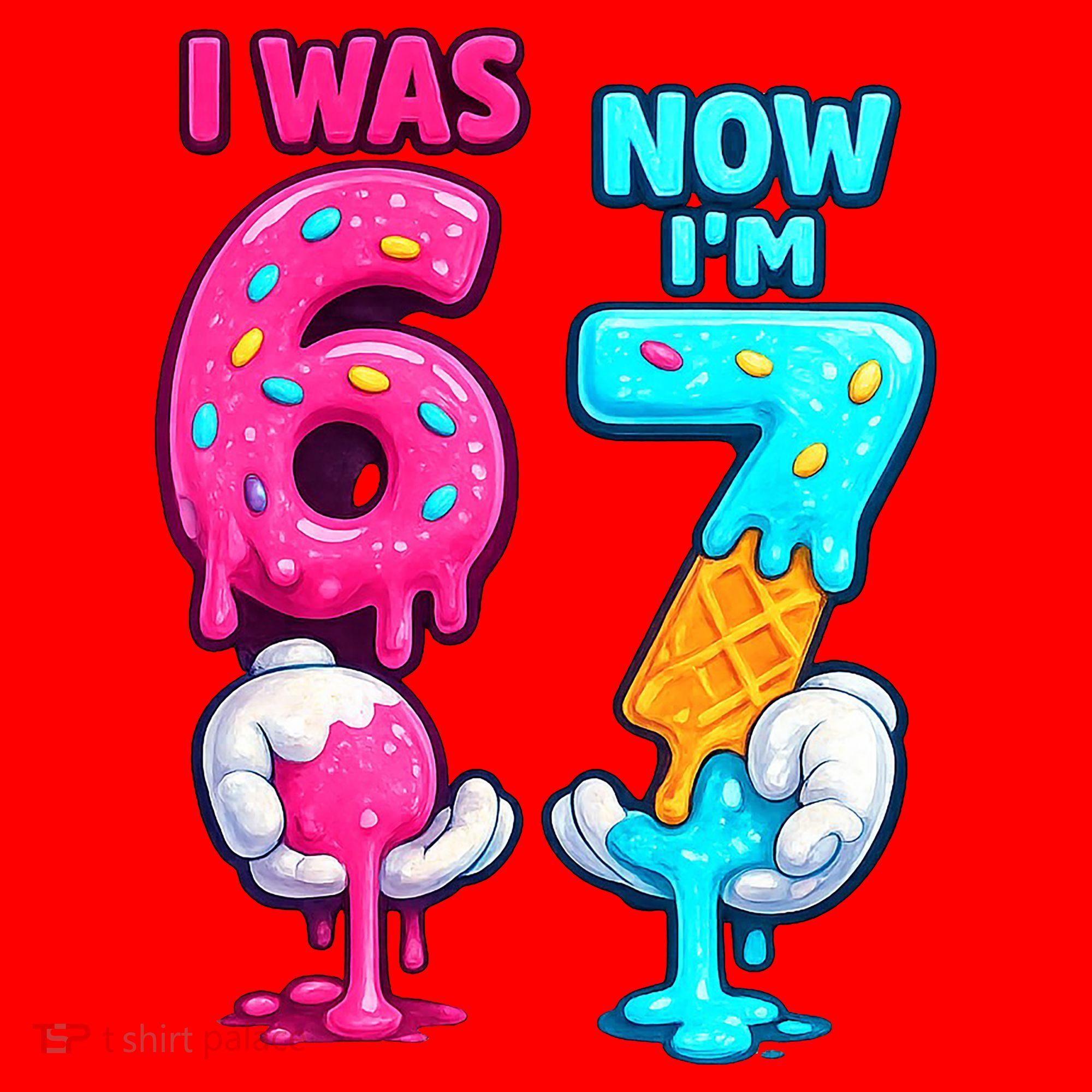 I Was 6 Now I'm 7 Year Old Birthday Six Seven Meme 67 Santa Hat