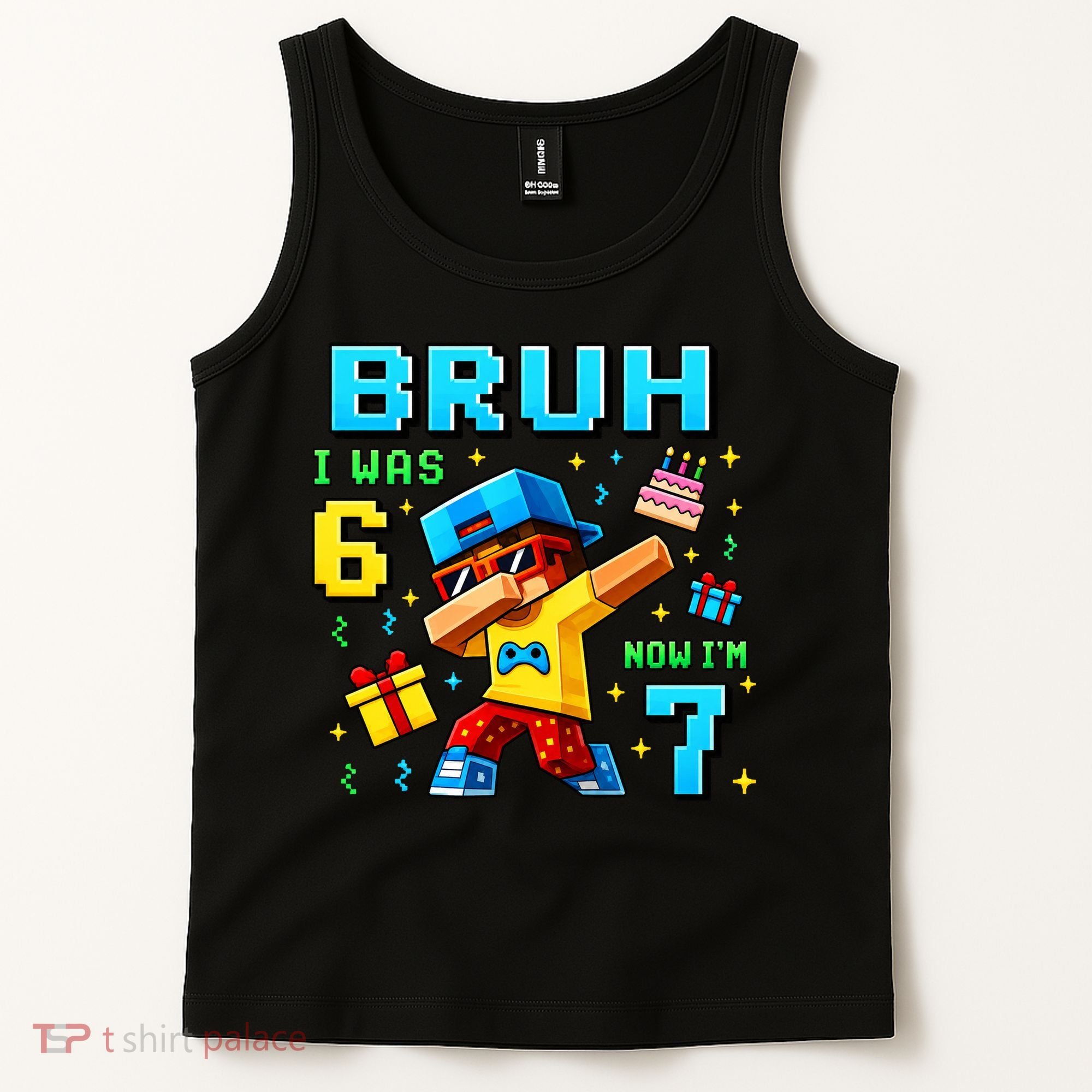 I Was 6 Now I'm 7 7th Birthday 67 Meme Boys Gaming Tank Top