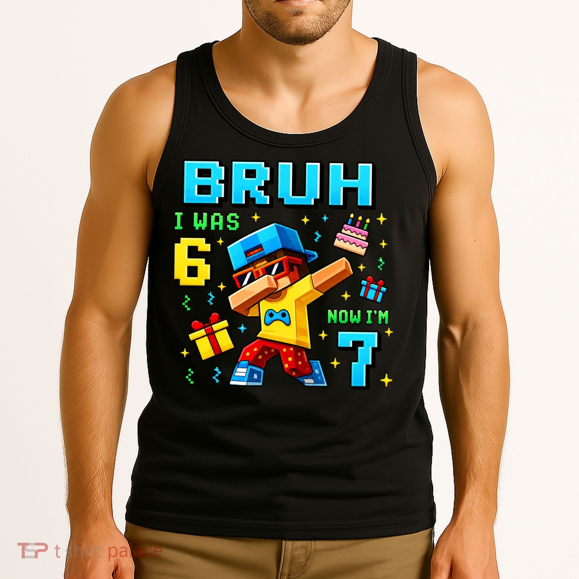 I Was 6 Now I'm 7 7th Birthday 67 Meme Boys Gaming Tank Top
