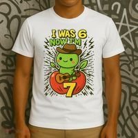 I Was 6, Now I'm 7 Years Old 6-7 Meme 7th Birthday T-Shirt thumb 3
