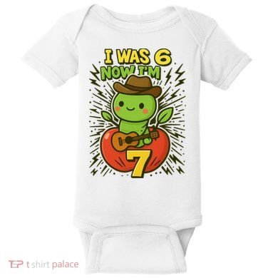 I Was 6, Now I'm 7 Years Old 6-7 Meme 7th Birthday Baby Bodysuit