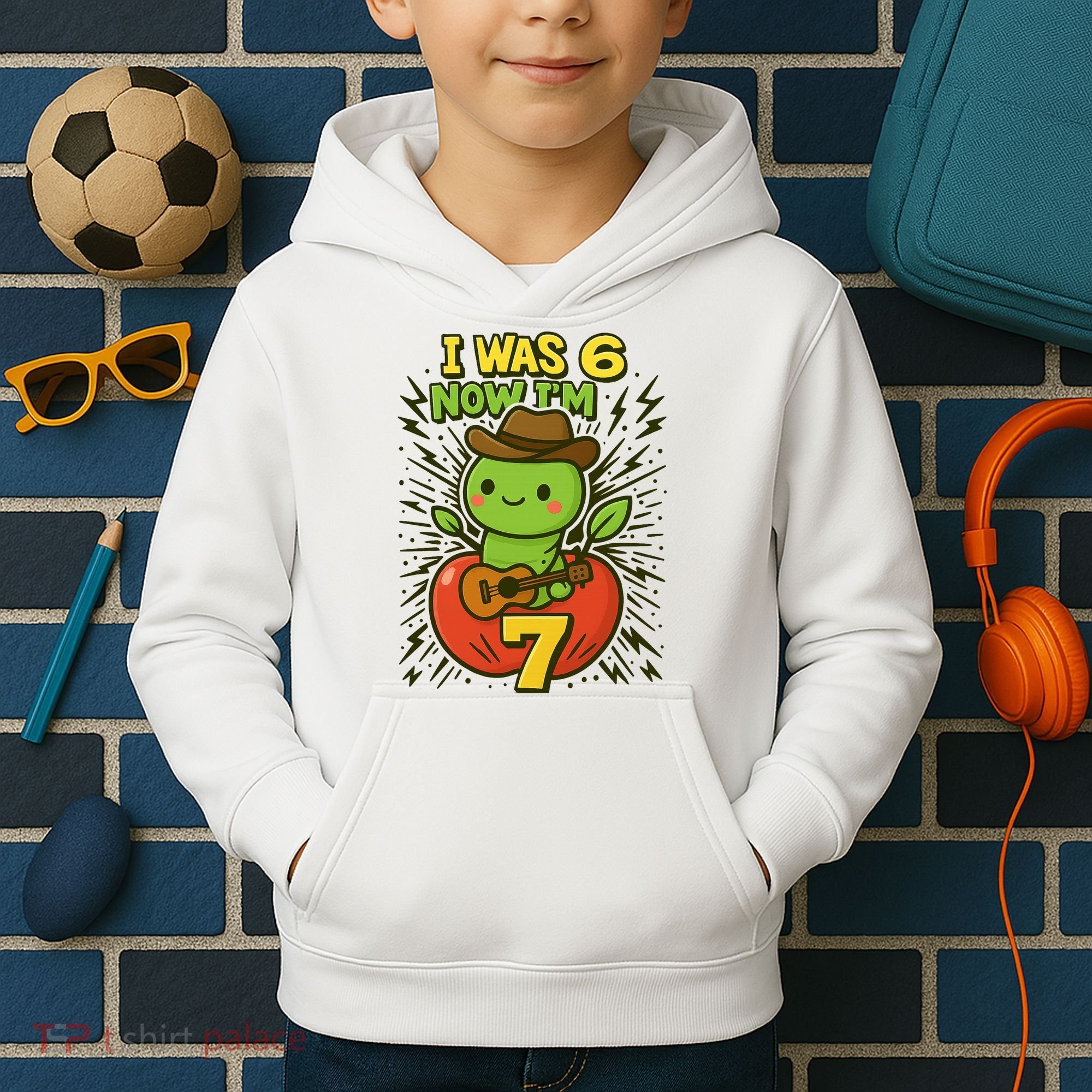 I Was 6, Now I'm 7 Years Old 6-7 Meme 7th Birthday Kids Hoodie