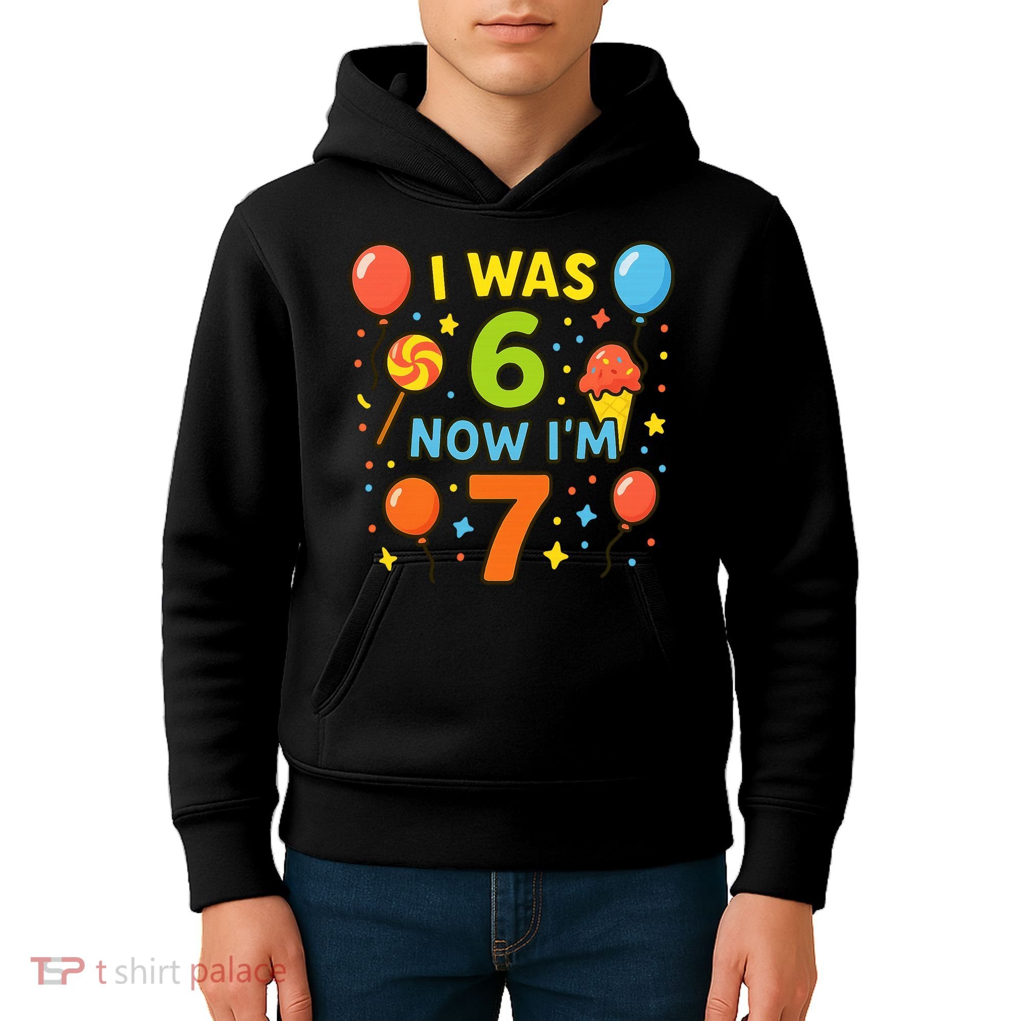 I Was 6, Now I'm 7 Kids Hoodie