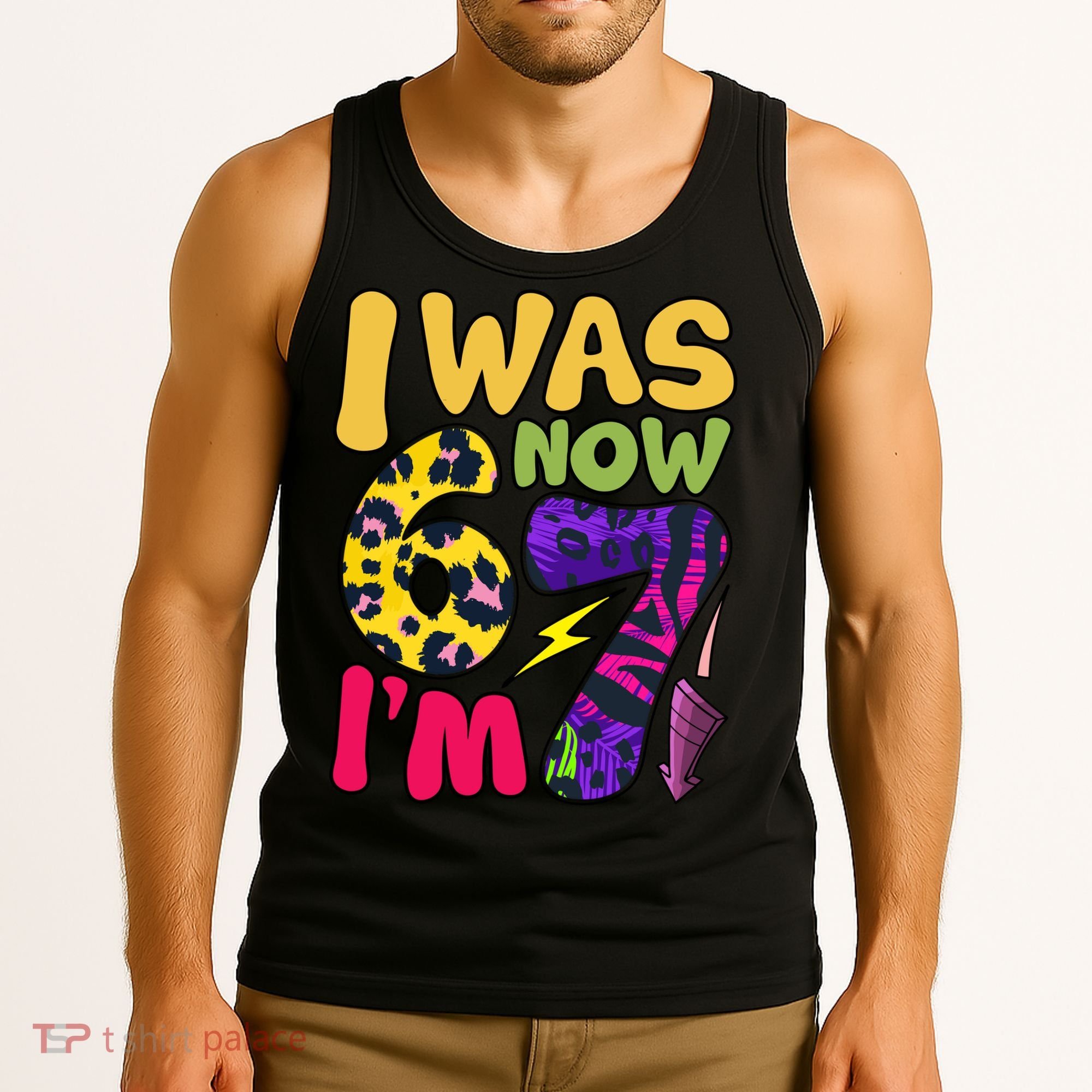 I Was 6 Now I'm 7 Funny 67 Meme 7th Birthday Tank Top