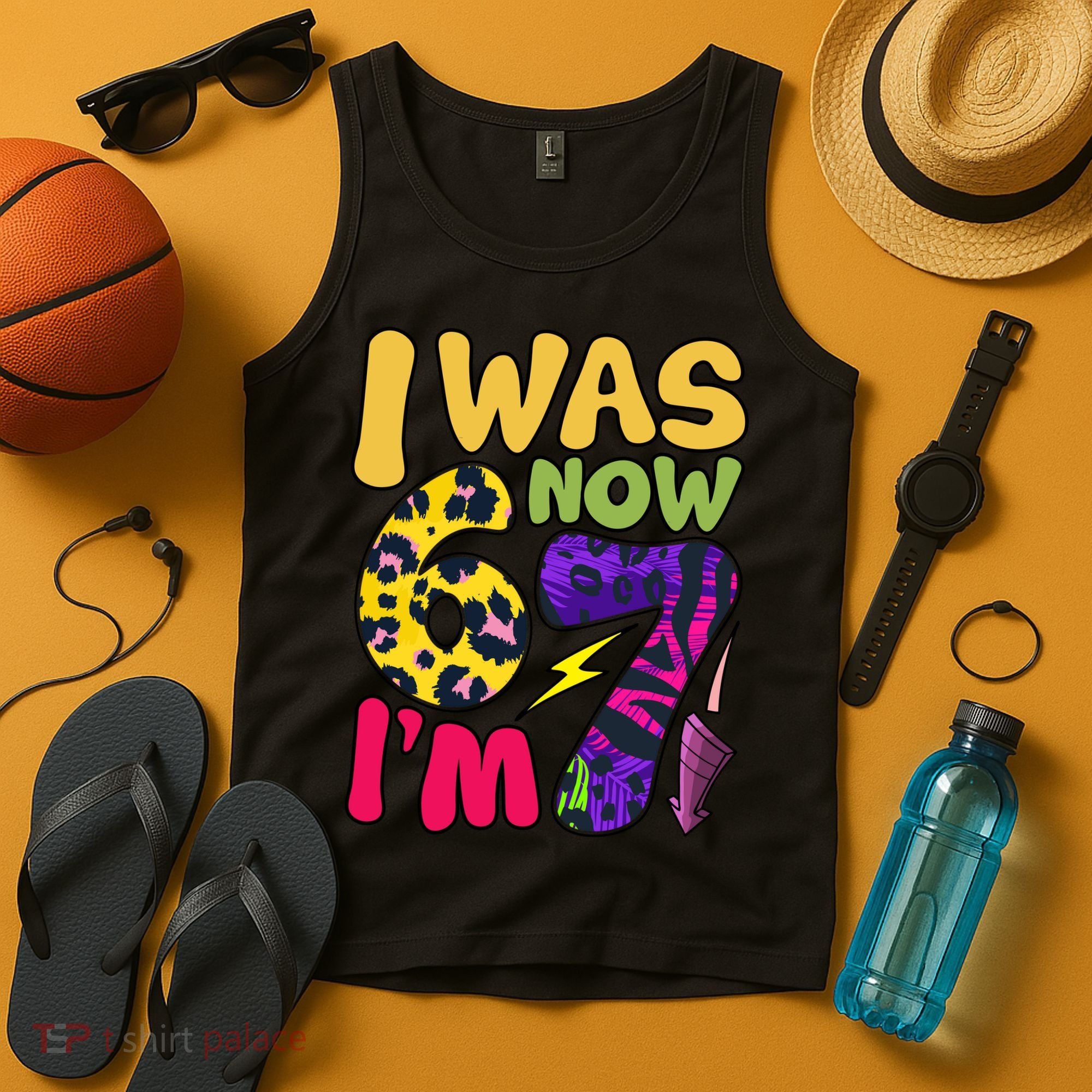 I Was 6 Now I'm 7 Funny 67 Meme 7th Birthday Tank Top