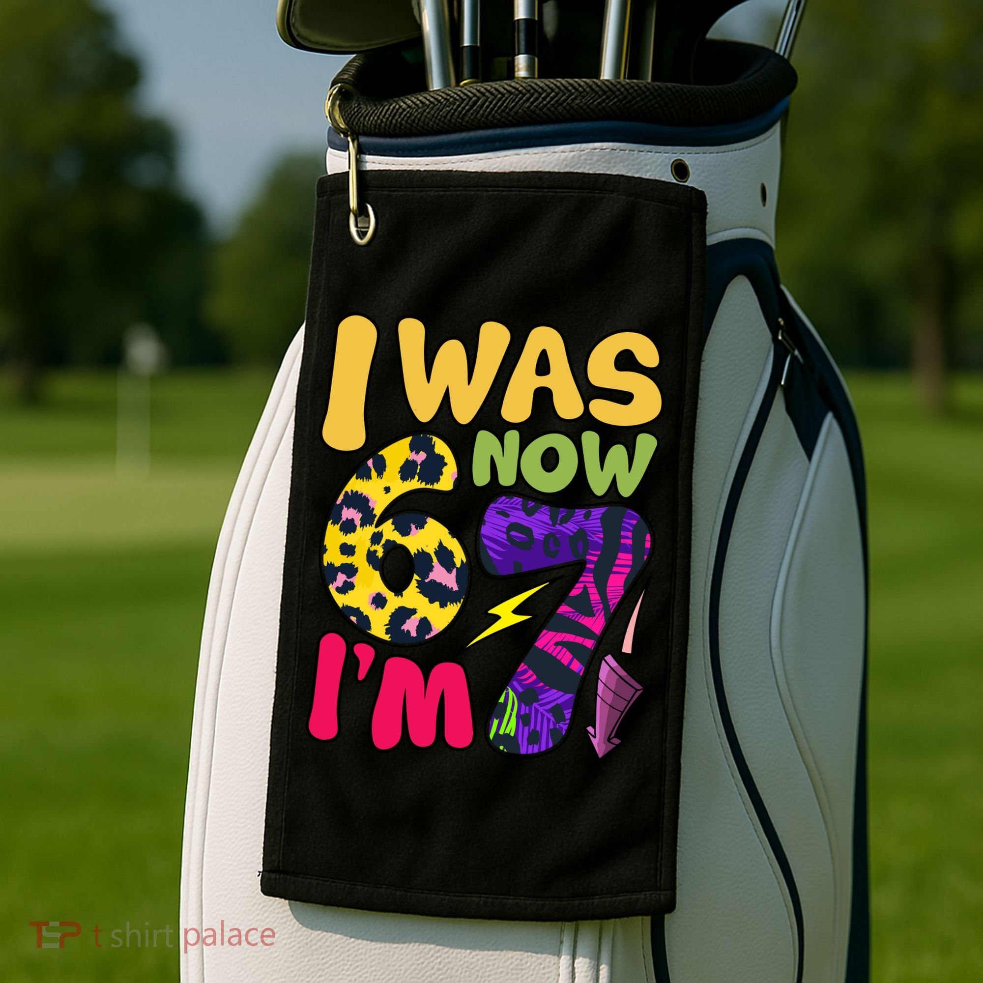 I Was 6 Now I'm 7 Funny 67 Meme 7th Birthday Golf Towel