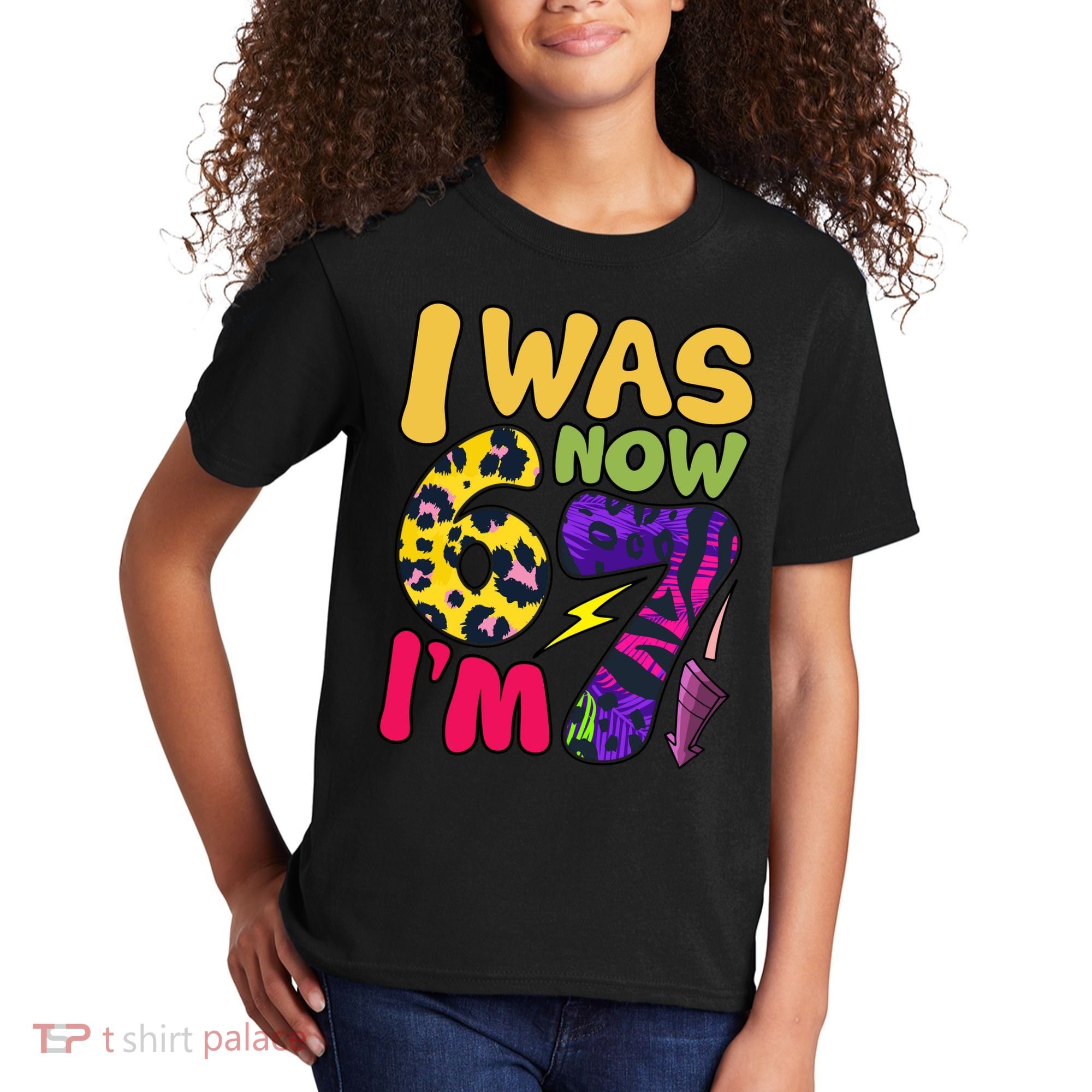 I Was 6 Now I'm 7 Funny 67 Meme 7th Birthday Kids T-Shirt