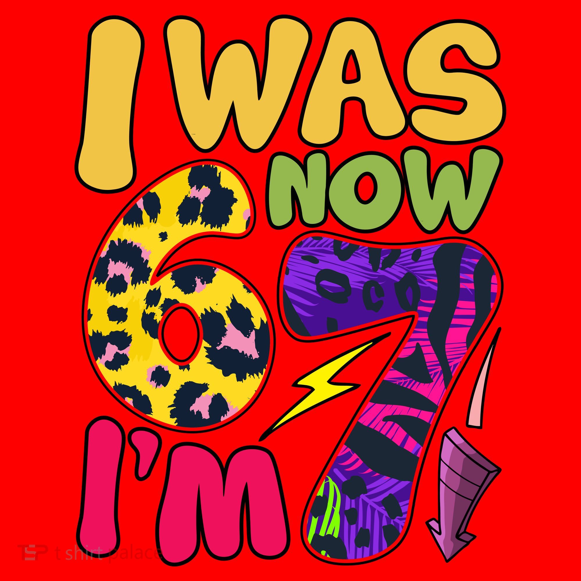 I Was 6 Now I'm 7 Funny 67 Meme 7th Birthday Santa Hat