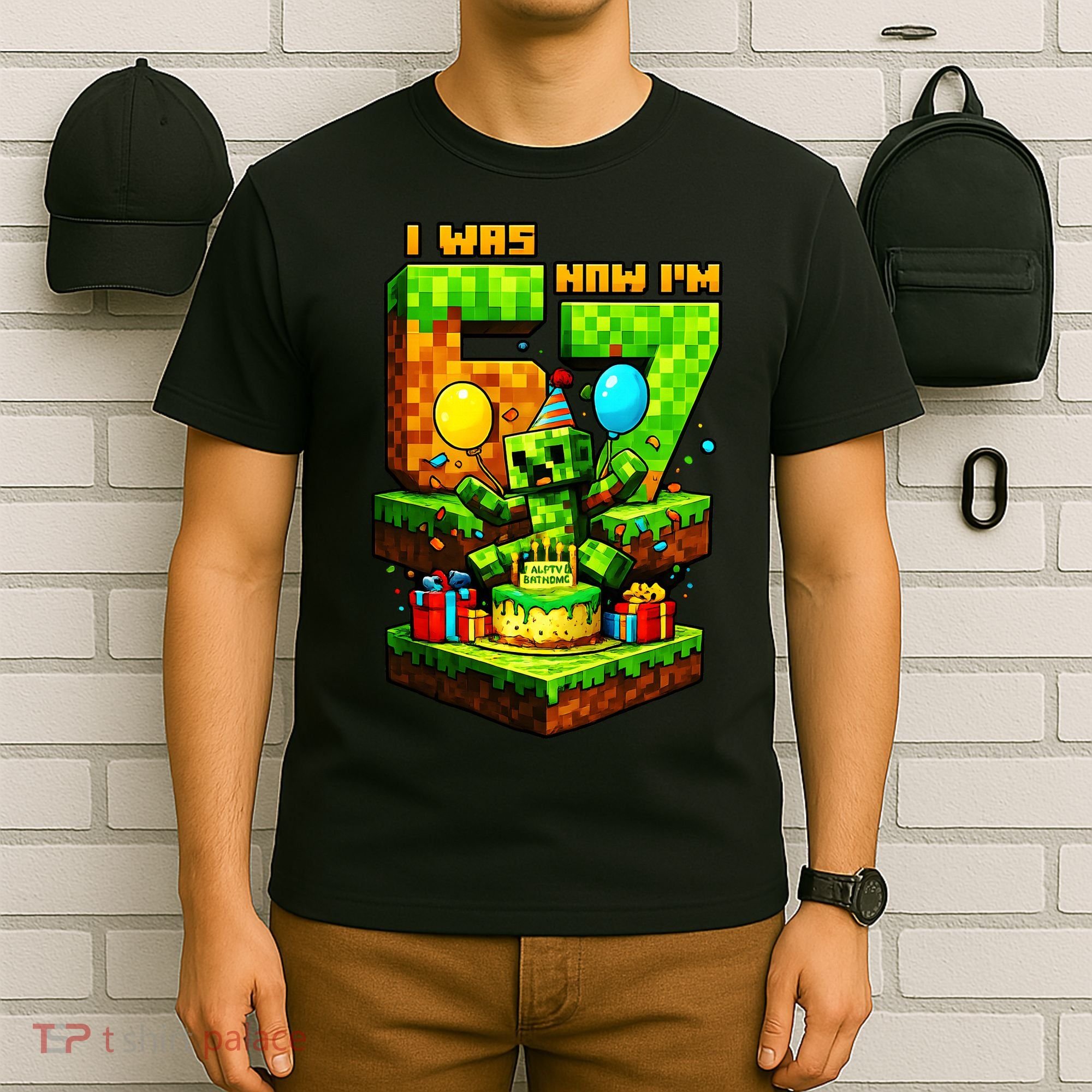 I Was 6 Now I'm 7 Unlocked Pixel Game 67 Meme 7th Birthday T-Shirt