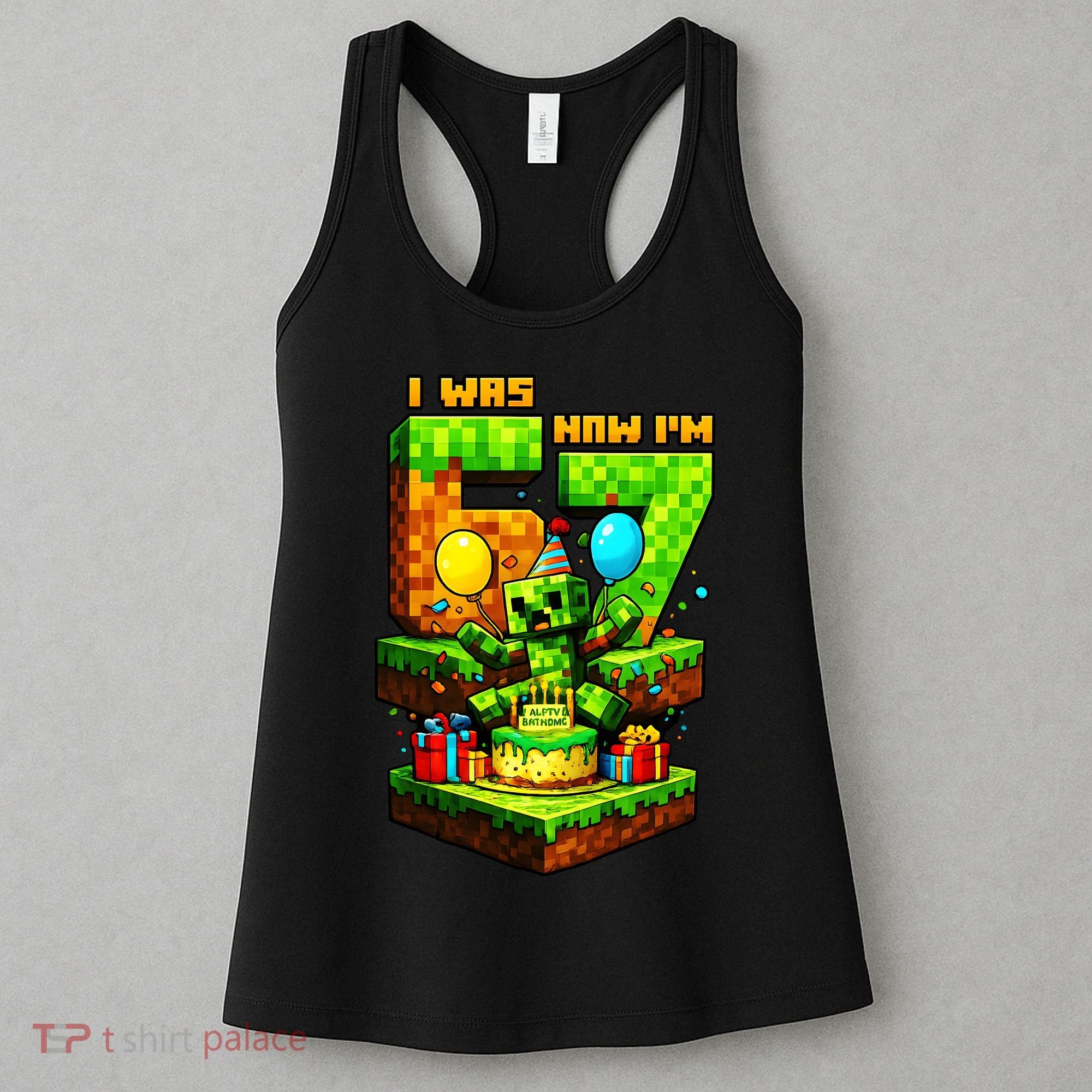 I Was 6 Now I'm 7 Unlocked Pixel Game 67 Meme 7th Birthday Women's Tank Top