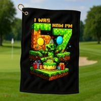 I Was 6 Now I'm 7 Unlocked Pixel Game 67 Meme 7th Birthday Golf Towel thumb 1