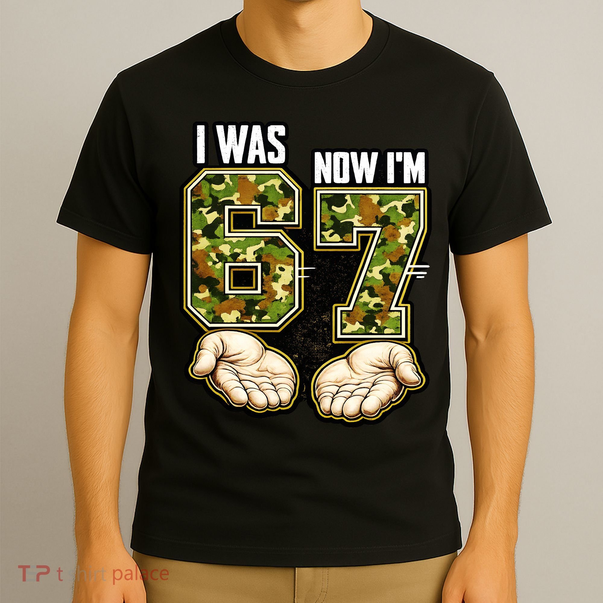 I Was 6 Now I'm 7 Birthday 6-7 Meme Camo T-Shirt