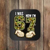 I Was 6 Now I'm 7 Birthday 6-7 Meme Camo Coaster thumb 0