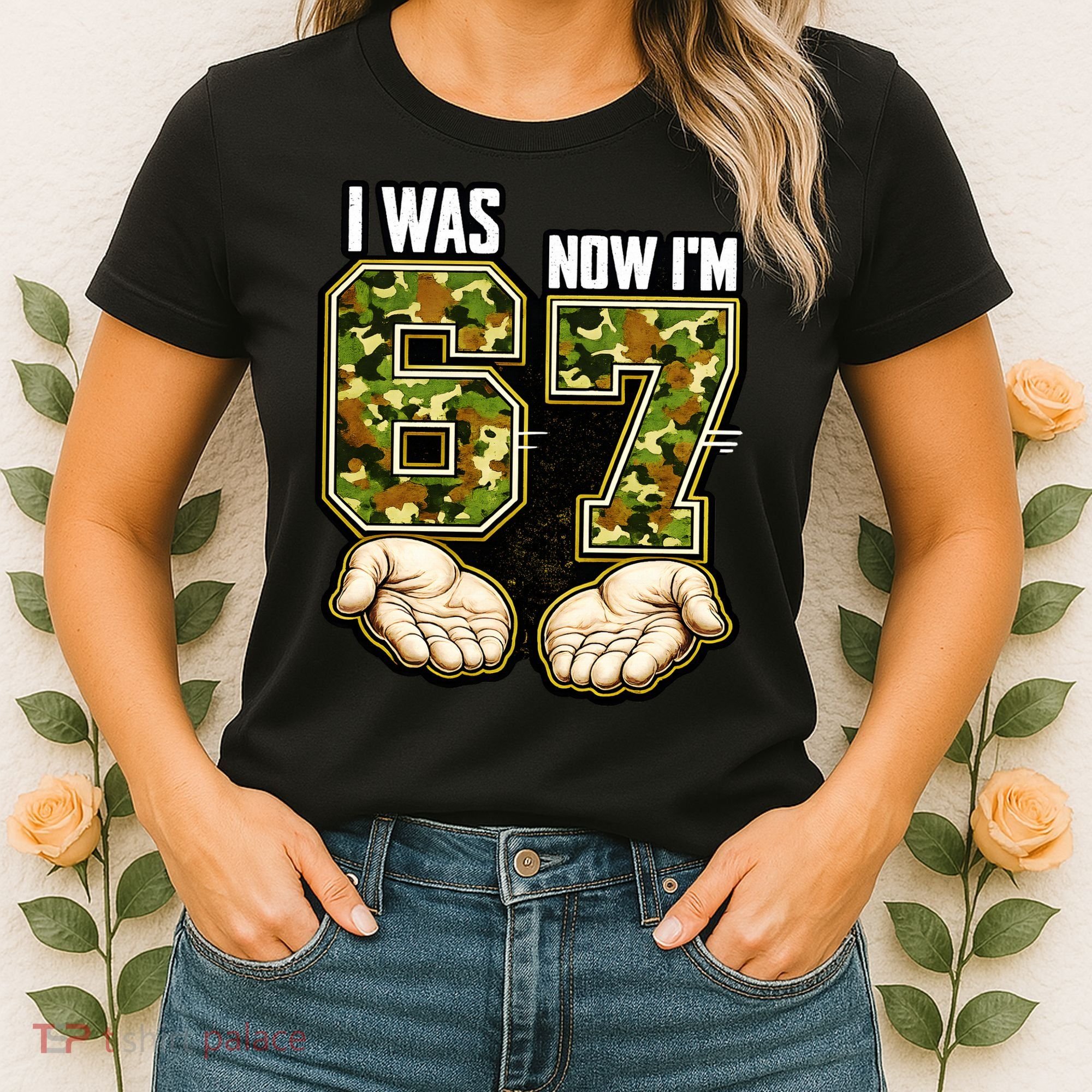 I Was 6 Now I'm 7 Birthday 6-7 Meme Camo Women's T-Shirt