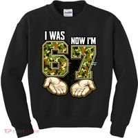 I Was 6 Now I'm 7 Birthday 6-7 Meme Camo Kids Sweatshirt thumb 0
