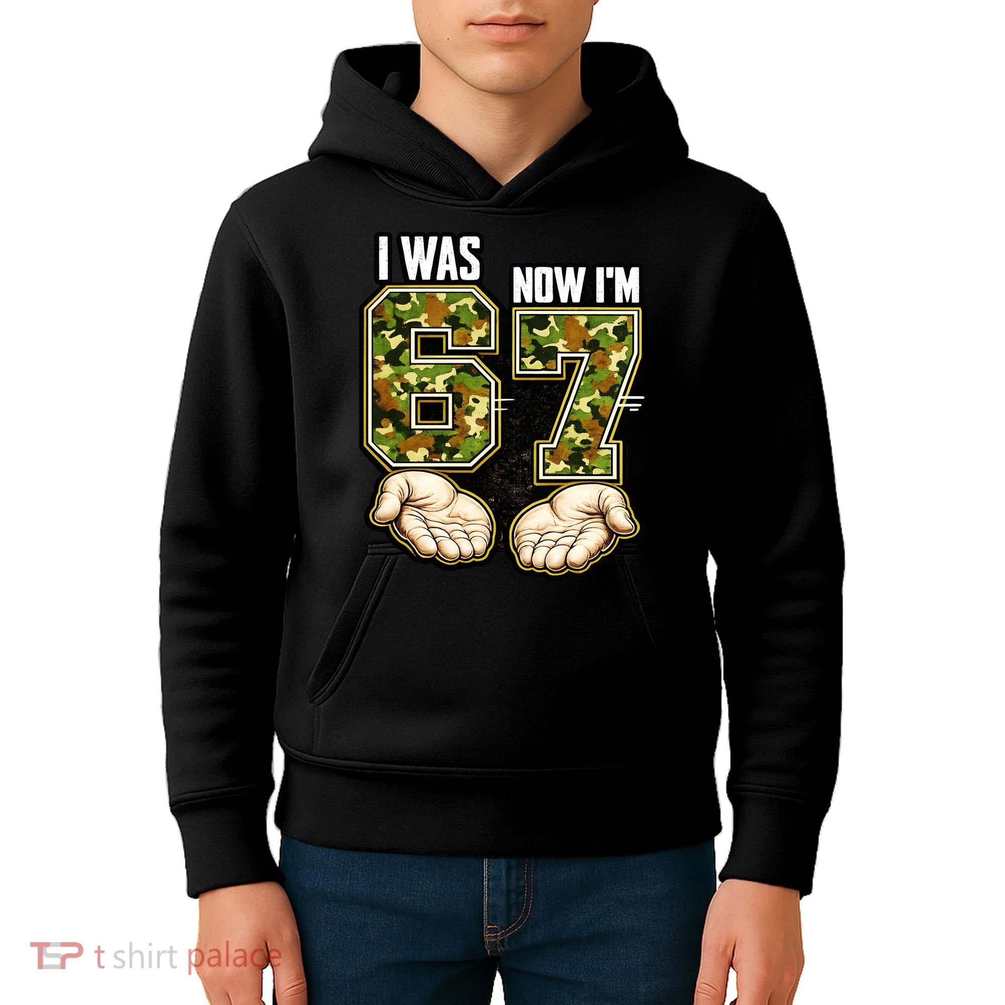 I Was 6 Now I'm 7 Birthday 6-7 Meme Camo Kids Hoodie