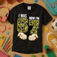 I Was 6 Now I'm 7 Birthday 6-7 Meme Camo Kids T-Shirt thumb 3