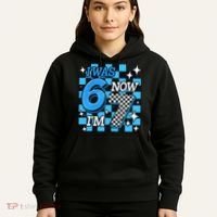 I Was 6 Now I'm 7 Birthday Bday Blue Checkered Hoodie thumb 5