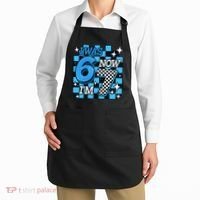 I Was 6 Now I'm 7 Birthday Bday Blue Checkered Apron thumb 2