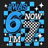 I Was 6 Now I'm 7 Birthday Bday Blue Checkered Beanie thumb 2