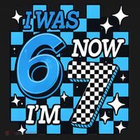 I Was 6 Now I'm 7 Birthday Bday Blue Checkered Women's Hoodie thumb 2