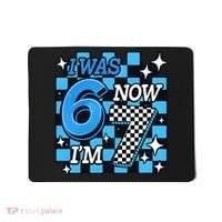 I Was 6 Now I'm 7 Birthday Bday Blue Checkered Mousepad thumb 0