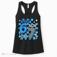 I Was 6 Now I'm 7 Birthday Bday Blue Checkered Women's Tank Top thumb 0
