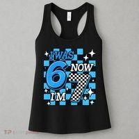 I Was 6 Now I'm 7 Birthday Bday Blue Checkered Women's Tank Top thumb 3