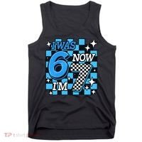 I Was 6 Now I'm 7 Birthday Bday Blue Checkered Tank Top thumb 0