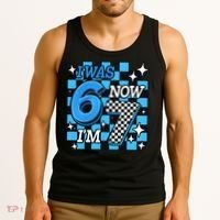 I Was 6 Now I'm 7 Birthday Bday Blue Checkered Tank Top thumb 3