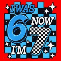 I Was 6 Now I'm 7 Birthday Bday Blue Checkered Santa Hat thumb 1