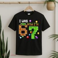 I Was 6 Now I'm 7 Pixel Birthday Gamer Funny 6-7 Meme T-Shirt thumb 2