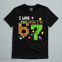 I Was 6 Now I'm 7 Pixel Birthday Gamer Funny 6-7 Meme T-Shirt thumb 5