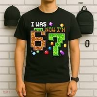 I Was 6 Now I'm 7 Pixel Birthday Gamer Funny 6-7 Meme T-Shirt thumb 6