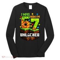 I Was 6 Now I'm 7 Pixel Game Unlocked Gamer 7th Birthday  Long Sleeve Shirt thumb 0